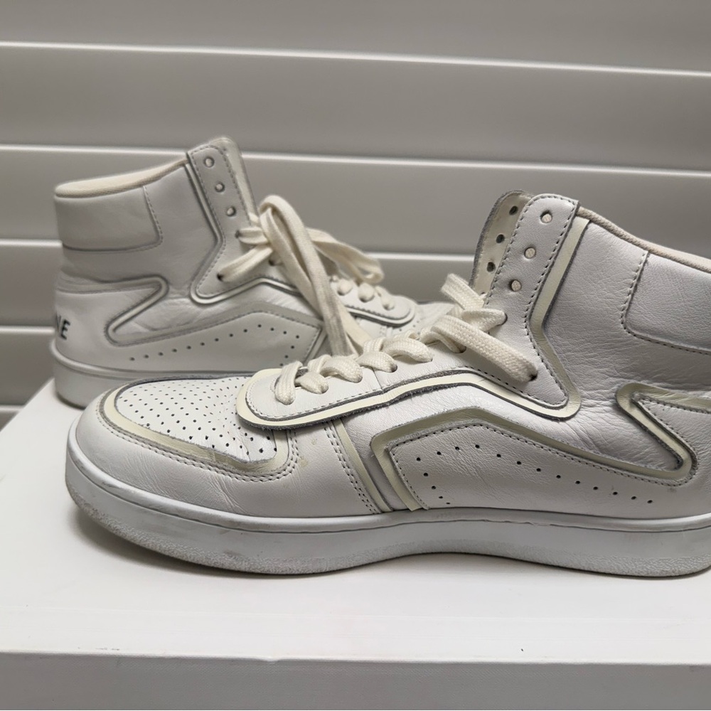 Celine Ct-01 “Z” Trainer High Top Sneaker In Calfskin Optic White - Picture 6 of 12